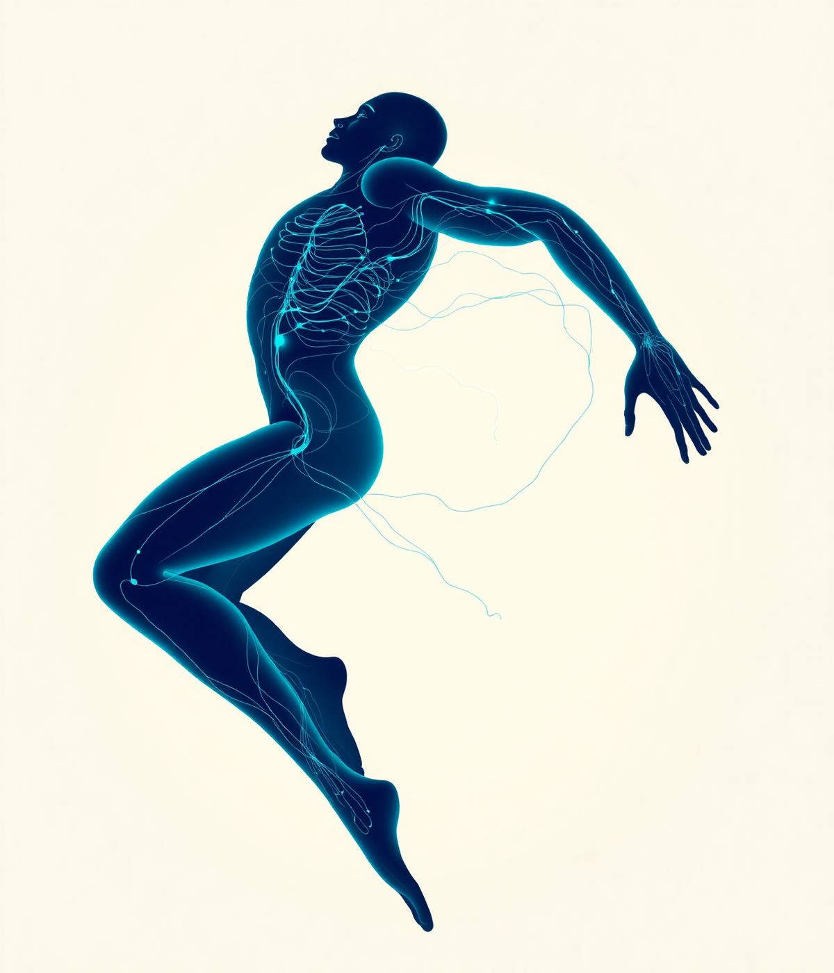 Stilisierte anatomische Illustration der neuromuskulären Regulation